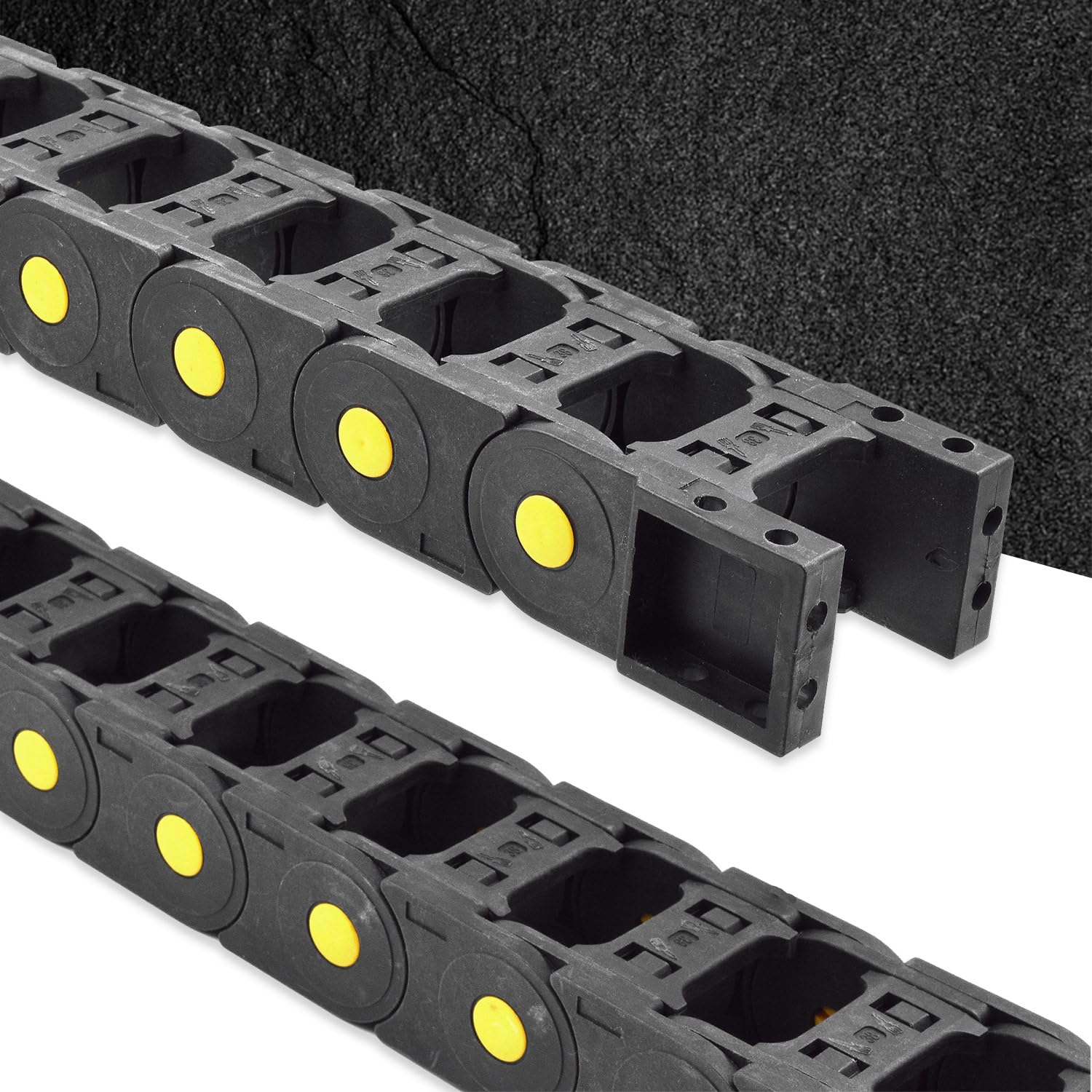 Catena di traino in plastica tipo aperto con terminali R75 25 x 38 mm L1000 mm per fresatrici elettriche CNC