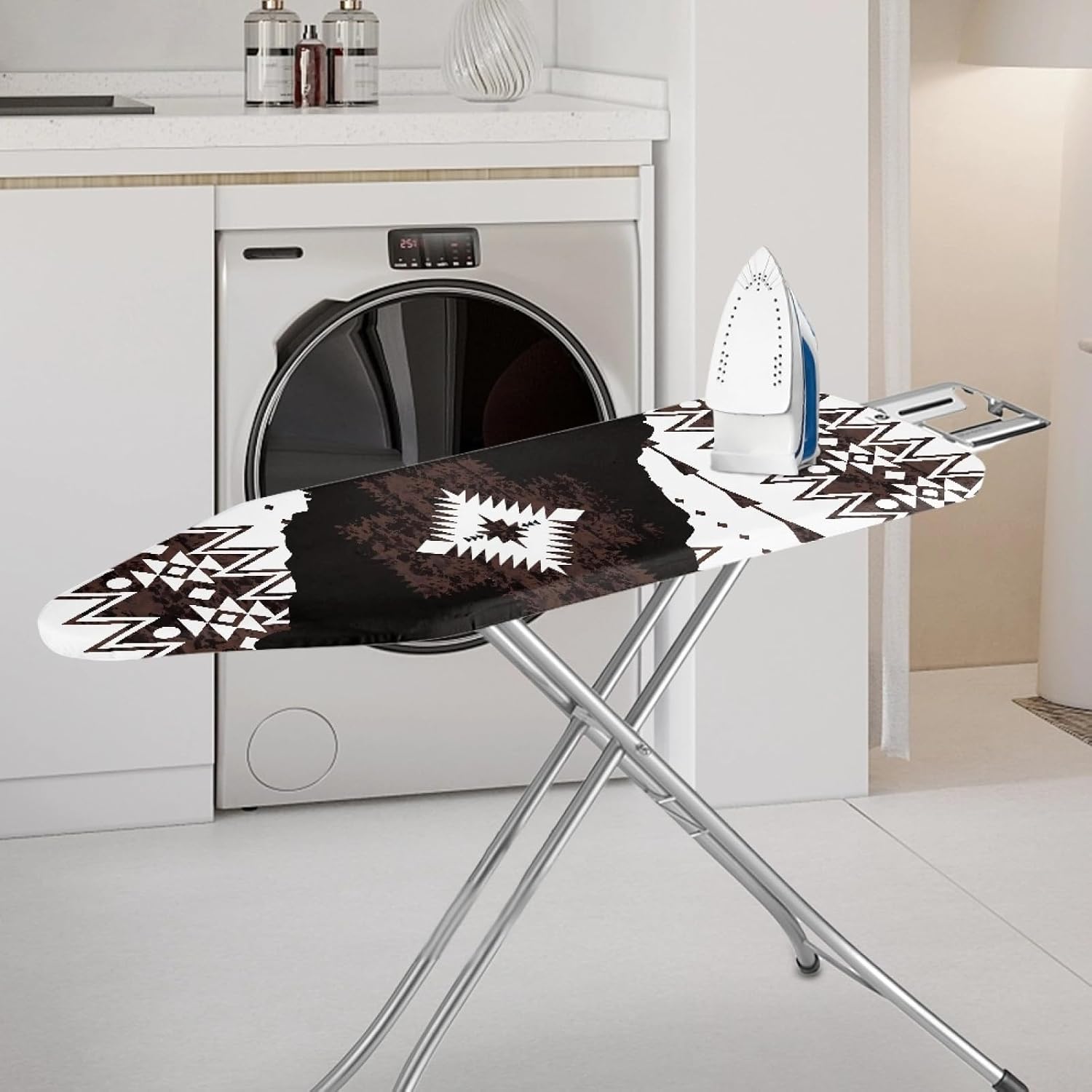 GLENLCWE South Style Retro Aztec Ironing Board Cover with Hook and Loop Stay in Place Iron Board Cover Tribal Style Replacement Protector with Elastic Edge
