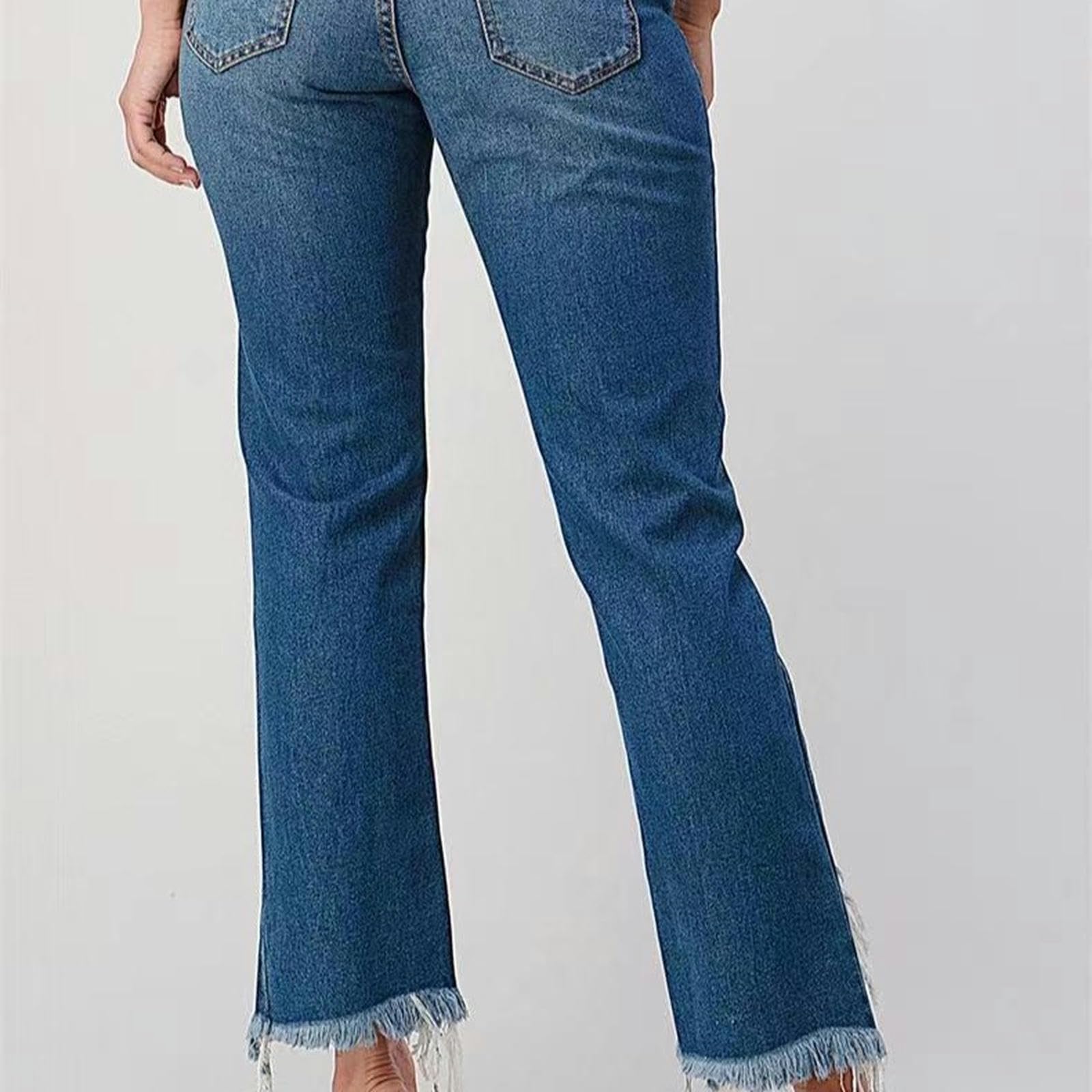 Jeans a Vita Alta con Stampa Stelle da donna-Blu-2XL