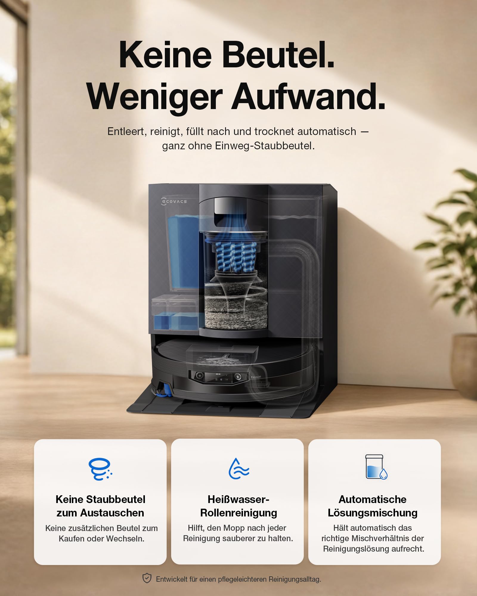 ECOVACS X12 OMNICYCLONE Saugroboter mit Wischfunktion, 22.000 Pa Saugkraft | FocusJet-System zur Fleckenvorlösung, PowerBoost, OZMO ROLLER 3.0, ausfahrbare Mopprolle, PureCyclone Auto-Entleerung, BLAST