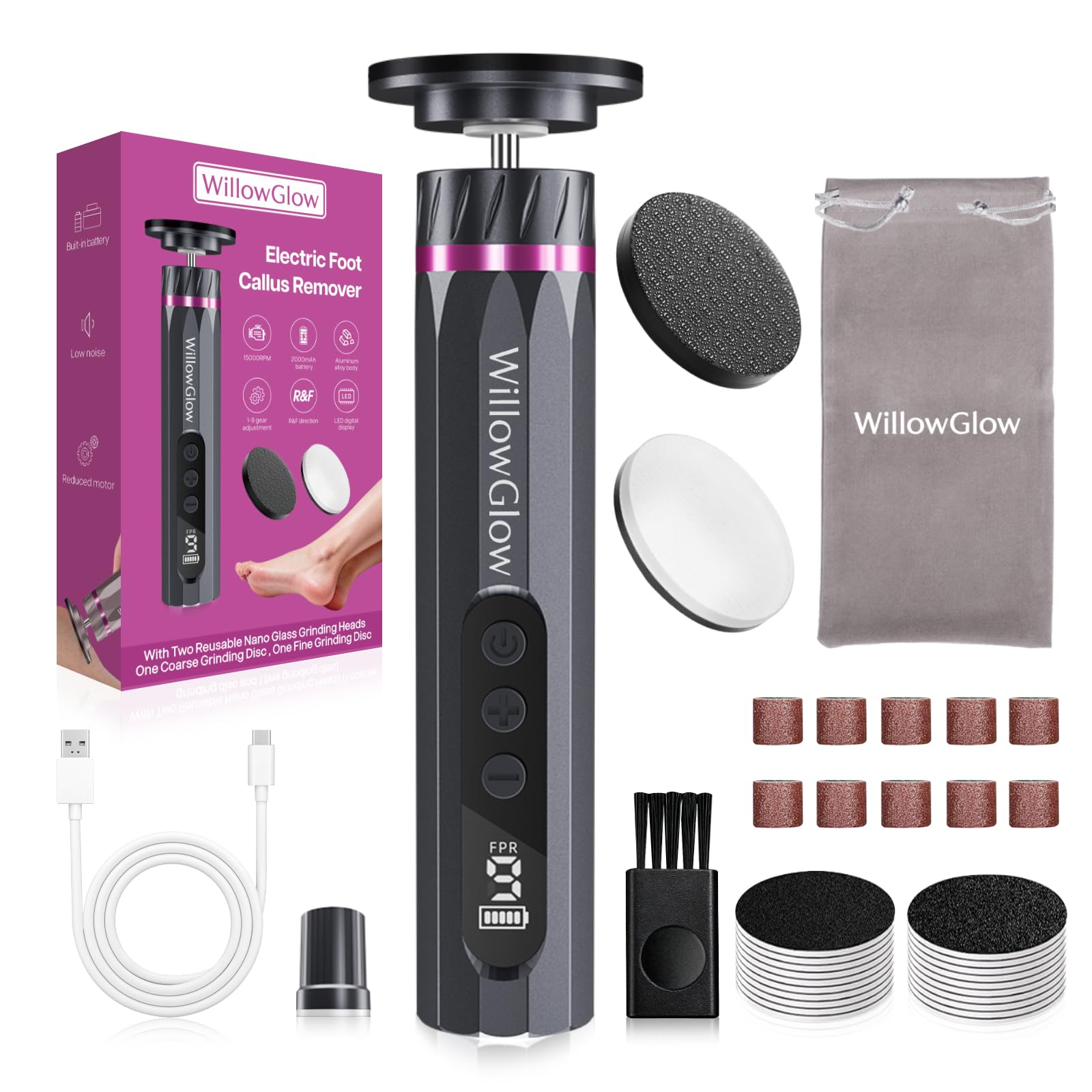 WillowGlow Professional Electric Foot File