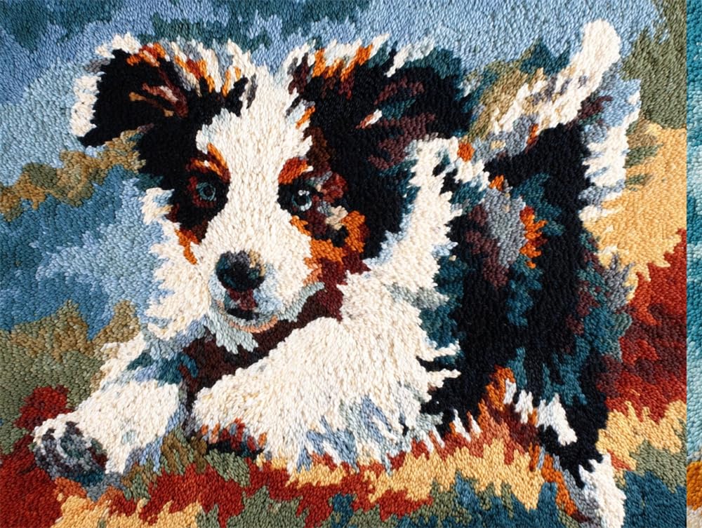 FWRTYCB Latch Hook Carpet Kit Running Dog 20X15Inch Rug Making Kit