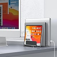 Vista 8 de OMOTON 3-Slot Vertical Laptop Stand, Desktop Aluminum Stand for MacBook with Adjustable Dock Size, Fits All MacBook, Surface, Chromebook and Gaming