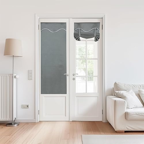 Jilron Cortina de puerta francesa 100% opaca para puerta de cristal, puerta delantera, puerta corredera, puerta de patio, puerta de cocina, puerta