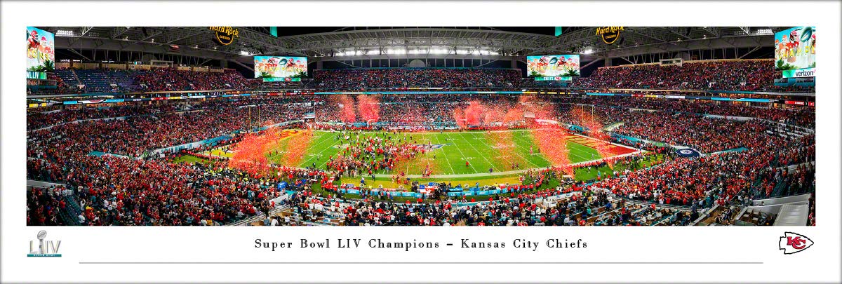NFL Super Bowl LIV 2020 Champions, Kansas City Chiefs - Unframed 40 x 13.5 Poster by Blakeway Panoramas