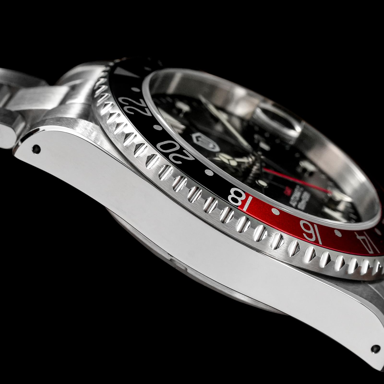 watchdives GMT-Uhren für Herren, WD0014, Taucheruhr mit Zwei Zeitzonen, NH34, automatische Vintage-Armbanduhr, 40 mm, Aluminium-Lünette