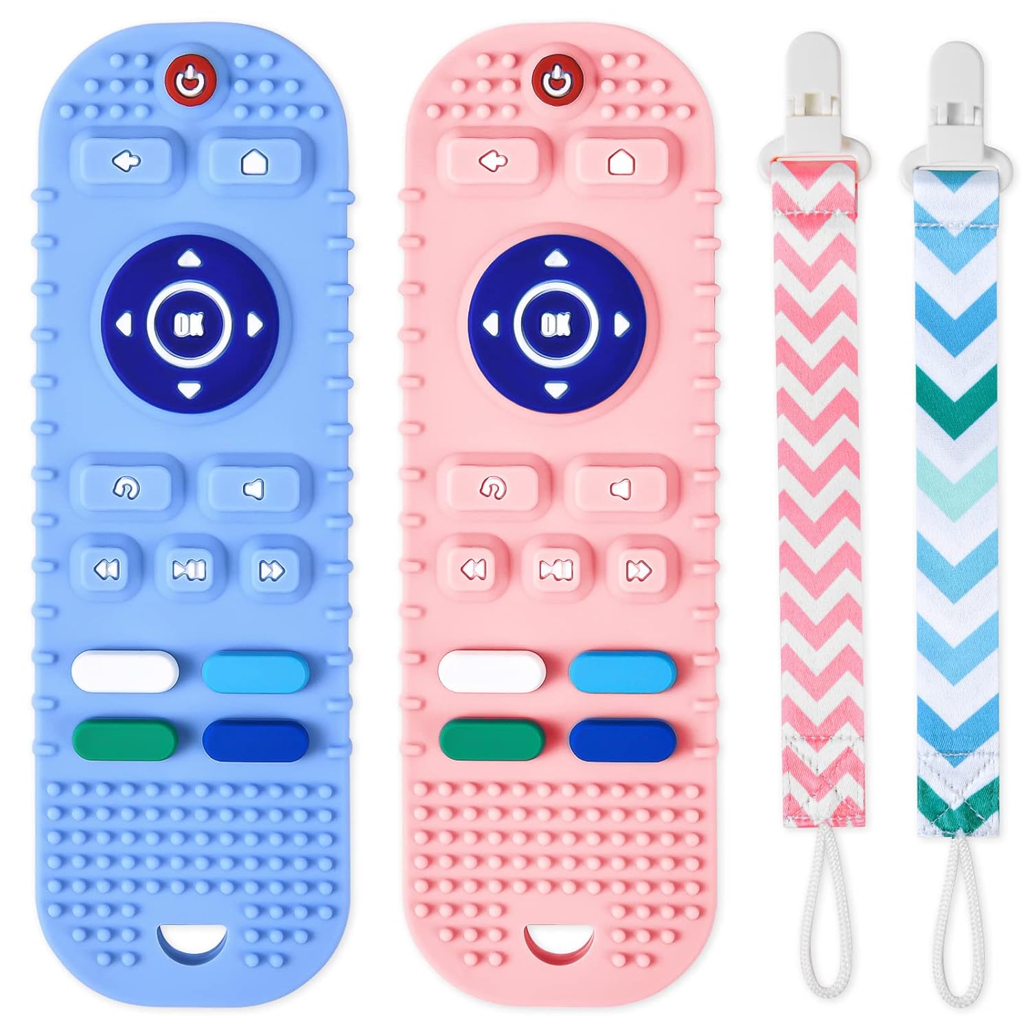 2PCS Baby Teether Toys Silicone, Remote Control Shape Teething Toys and Game