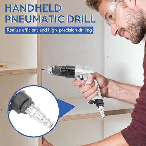 Miniatura 7 de Taladro neumático de alta velocidad de 3/8" 1700rpm Herramienta de taladro de aire de rotación reversible Controles hacia adelante y hacia atrás