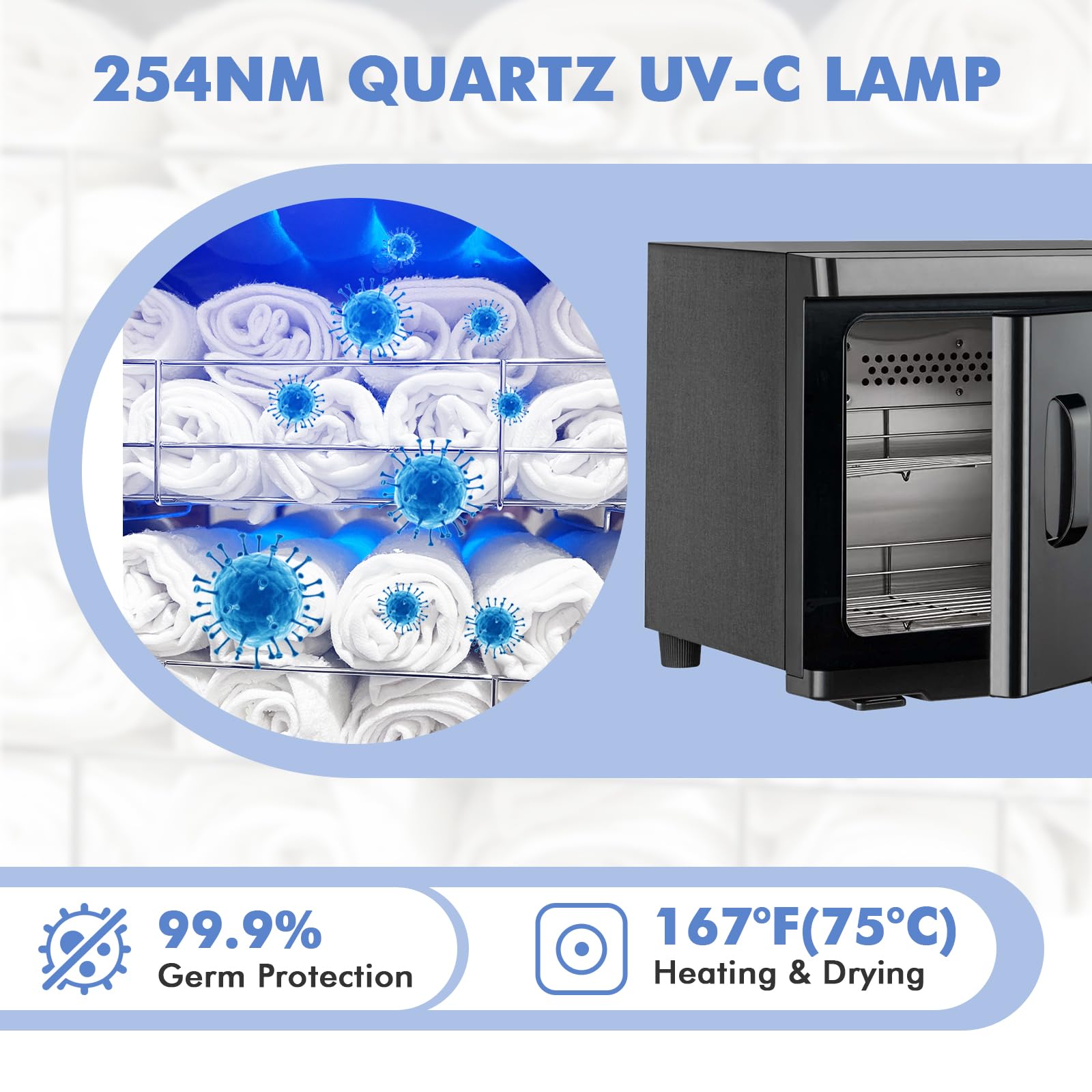 25 l, scaldasalviette, sterilizzatore per Asciugamani, con Clip | per asciugamani, caldo, scaldasalviette elettrico, riscaldamento rapido a 75 °C, armadietto caldo 75 °C per spa (nero)