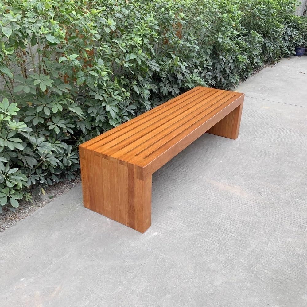 Banco del Parque Banco sin Respaldo for Exteriores, Silla de jardín Madera, for Porche, Patio, Asiento
