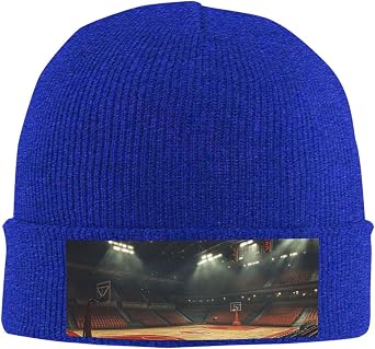 Basketball Arena -Classic Beanie for Men and Women Winter Knit Hat Warm Thick Double Layer Slouchy Ultra-Soft Hats-Black