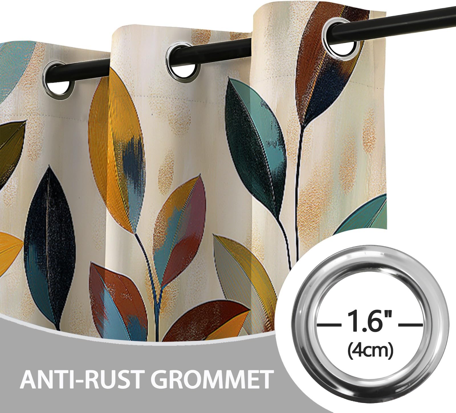 CozyRest Blickdichte Gardinen Bunte Blätter in Aquarell Verdunkelungsvorhang - Lichtundurchlässige Vorhang mit Ösen für Schlafzimmer Geräuschreduzierung 230 x 117 cm, 2er Set