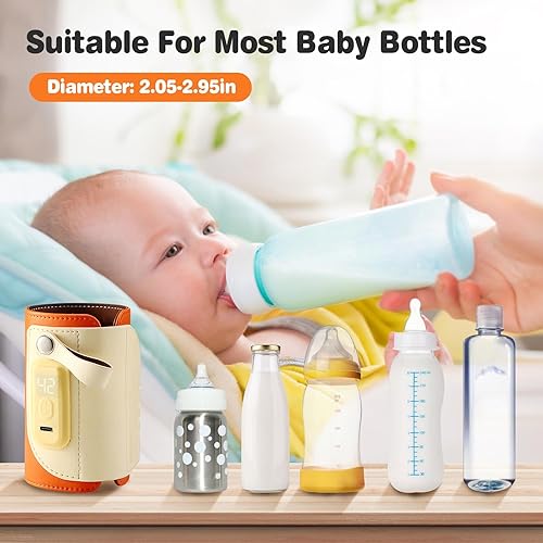 Miniatura 4 de Calentador de biberones portátil, calentador de leche para bebés para todas las botellas, protector de calor de leche para bebés con adaptador de