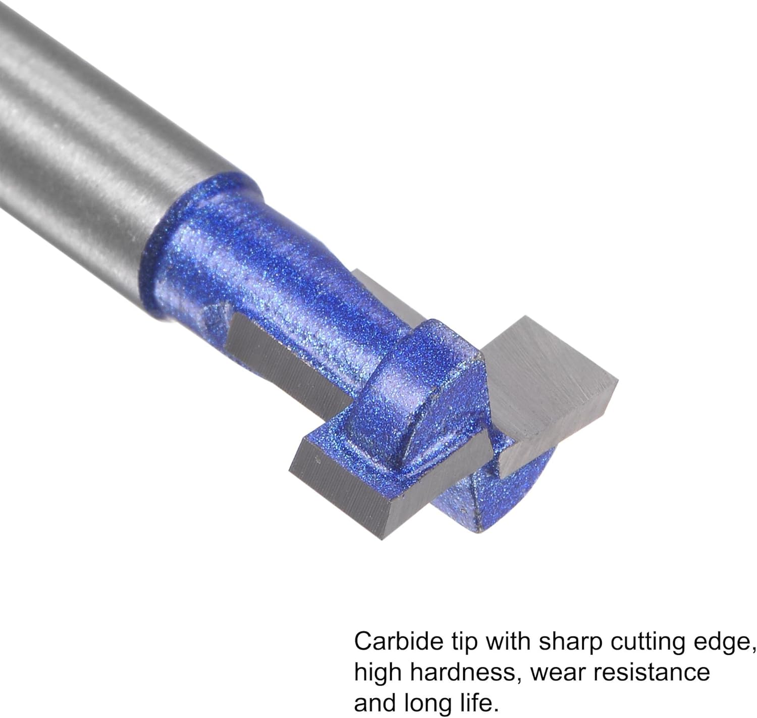 uxcell 6mm Shank Keyhole Router Bit 7/16" Diameter with 1/2" to 6mm Router Collet Adapter, Carbide Tipped Wood Milling T-Slot Cutter