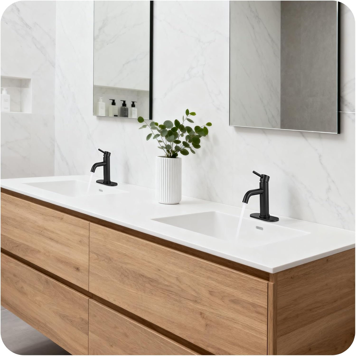 Bathroom Faucets Matte Black Bathroom Sink Faucet Modern Single Handle Bathroom Faucet for 1 or 3 Hole Mxier Tap Washbasin Faucet with Deck, Pop-up Drain and Supply Hoses