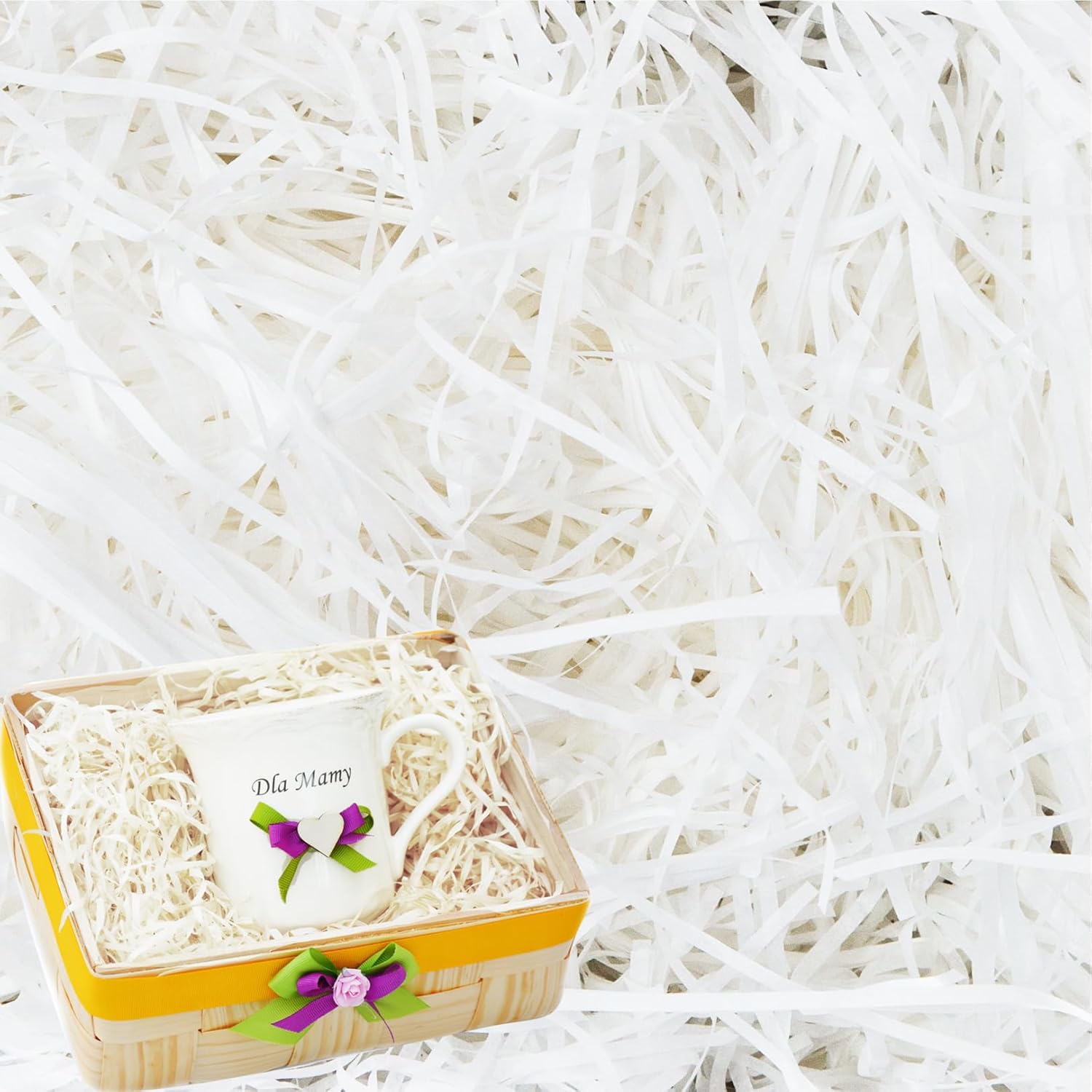 200g White Shredded Paper for Hampers, DIY Gift Packaging Filler Paper