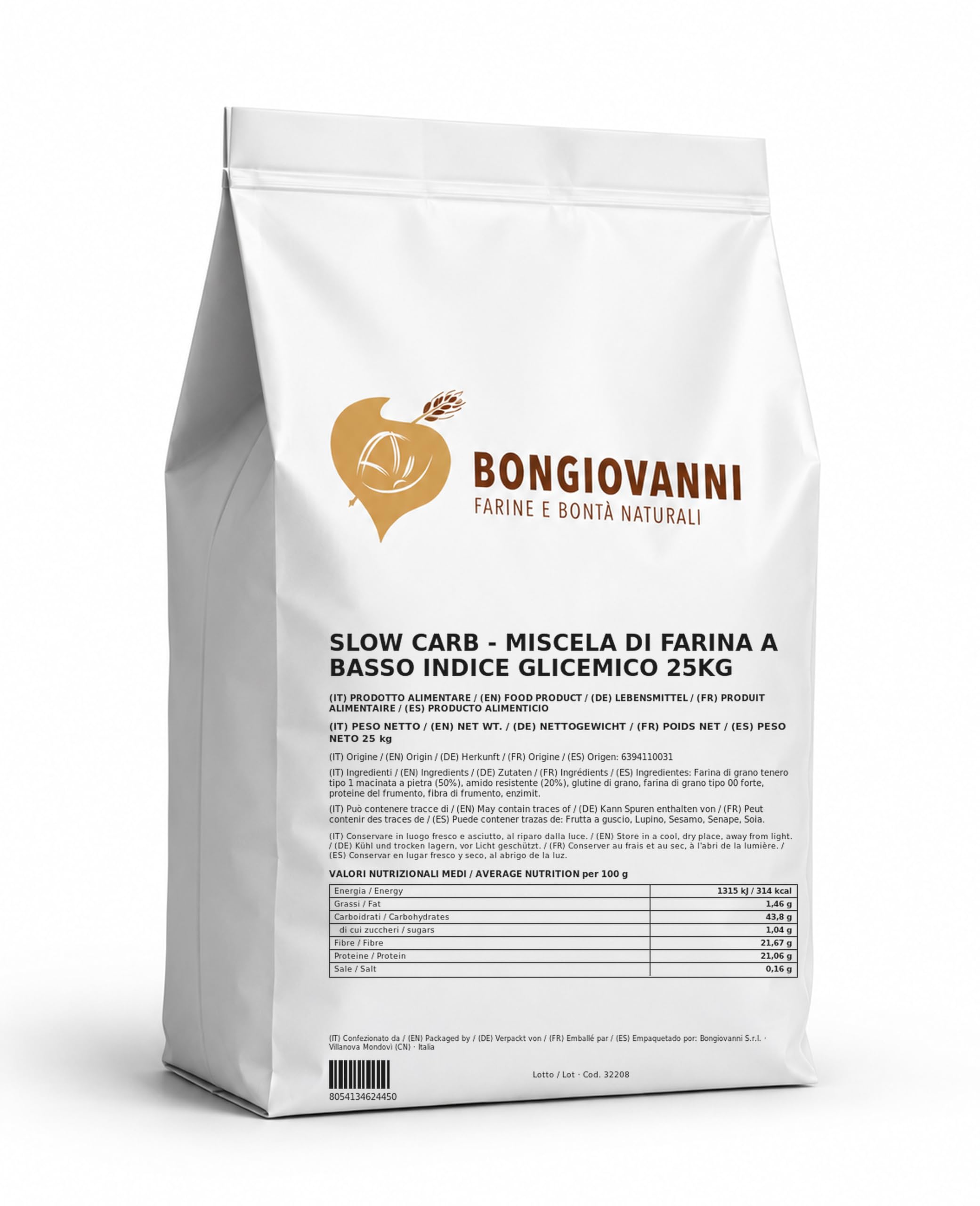Bongiovanni Bontà Naturali Slow Carb - miscela di farina a basso indice glicemico 25Kg