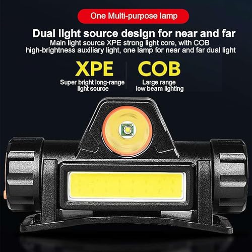 Miniatura 7 de Linterna frontal recargable  Lámpara LED súper brillante, linterna de cabeza con base magnética  Largo alcance y modos de reflector, ajustable en 90