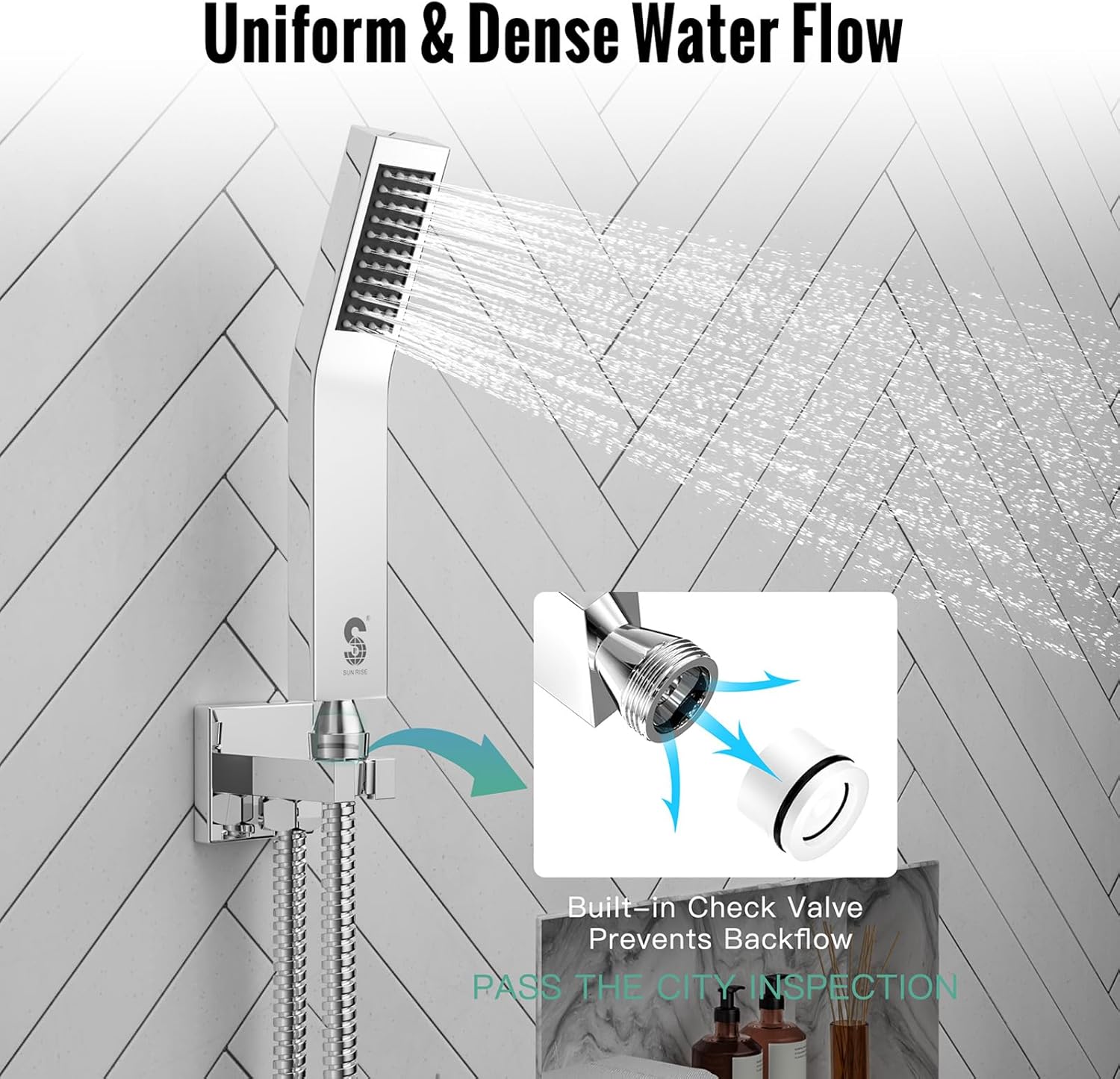 SR SUN RISE SRSH-C1003 Ceiling Mount Bathroom Luxury Rain Mixer Shower Combo Set Rainfall Shower Head System 10 Inch Polished Chrome (Contain Shower Faucet Rough-In Valve Body and Trim） - Image 5