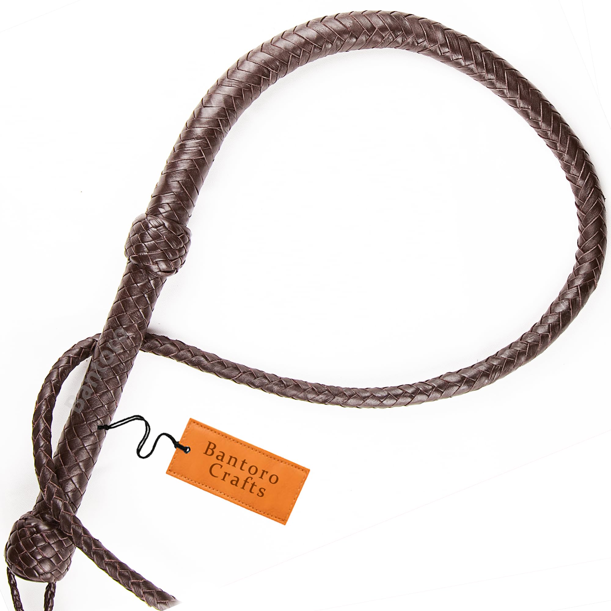 Frusta in Vera Pelle Lunghezza 8 Piedi (2,4 Metri) 12 trecce Fili Pelle Intrecciata Marrone Equitazione equestre Frusta Forte e schioccante Raccolto di Equitazione