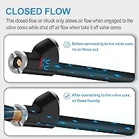 Vista 2 de Mandril de Aire 6.2", 1/4" FNPT Mandril de Neumático Cerrado de Doble Cabeza Extendida con Conector Rápido para Medidor Inflador de Neumáticos