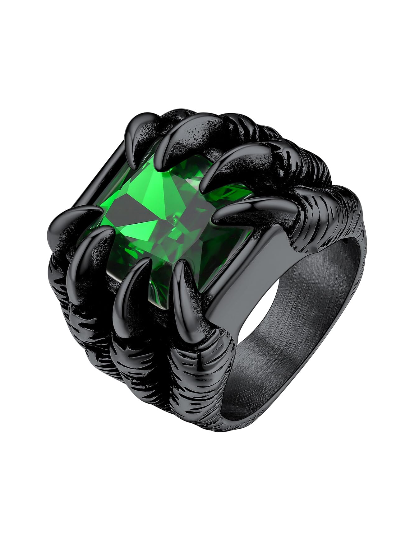 Bestyle Chunky Gothic Dragon Signet Ring with Synthetic Gemstone, Trendy Vintage Men's Thumb Finger Pinky Ring, Gift for Him, Size 7-14