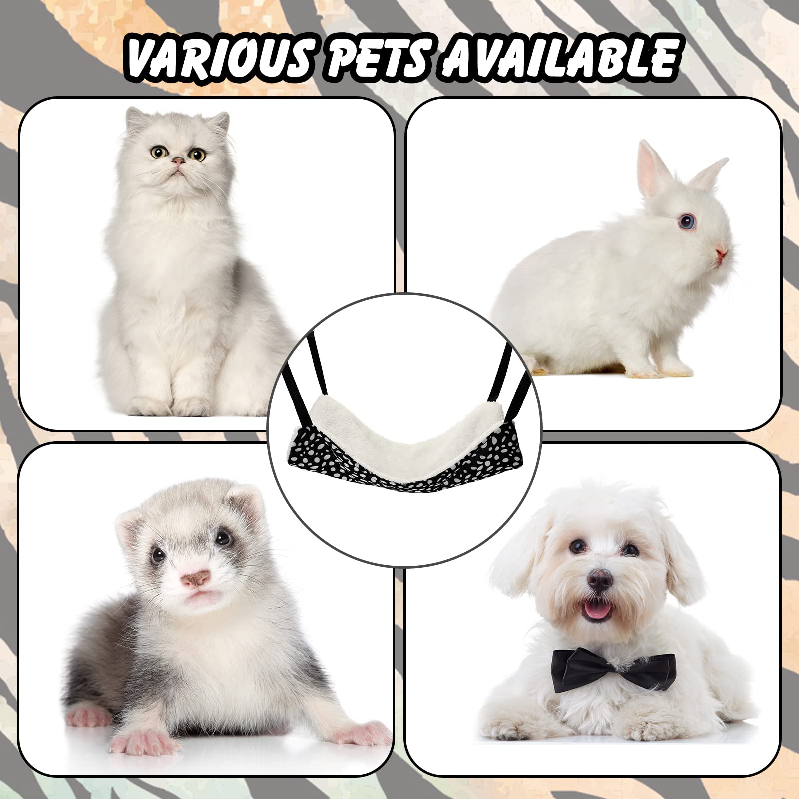 Hamaca reversible para mascotas, hamaca colgante de felpa suave para gatos, cama de conejillo de indias, jaula para ratas, accesorios para cachorros, perros, cerdos, gatitos, hurones, conejos 7