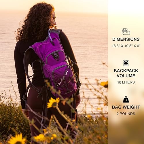 Miniatura 6 de Everfun Mochila de hidratación de 18 litros con bolsa de agua de 2L3 L, mochila de agua para senderismo para mujeres y hombres, paquete de