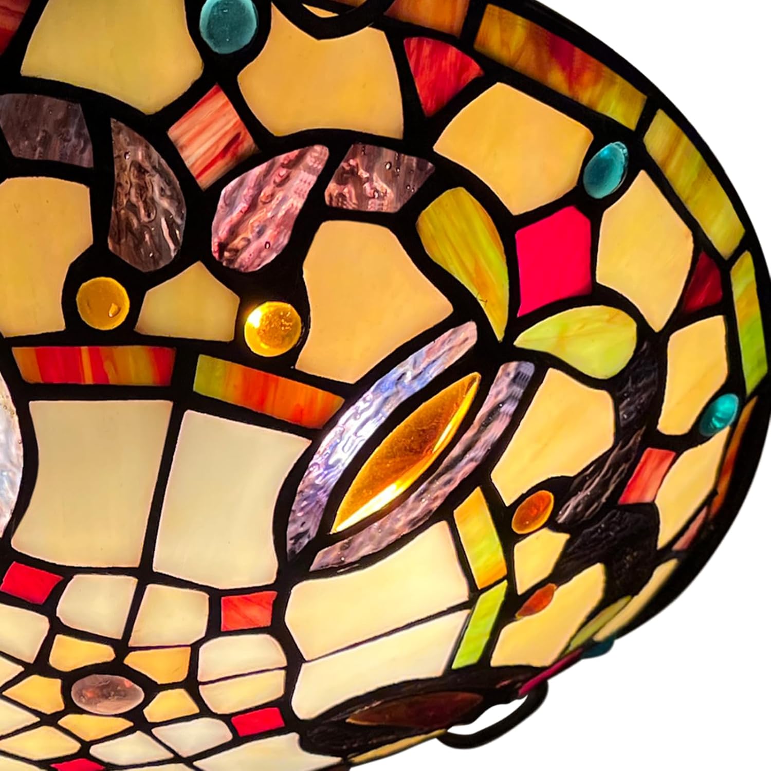 ARTZONE Tiffany Ceiling Lights, Stained Glass 2-Light 12 Inch Flush Mount Ceiling Light for Bedroom, Dining, Living Room, Entryway, Foyer