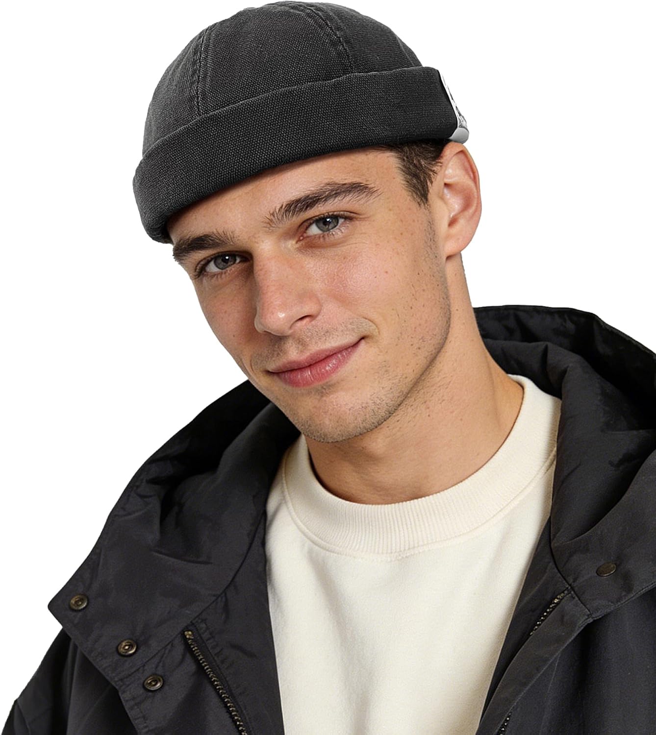 Clakllie Retro Docker Hat for Women Men Cotton No Brim Hat Adjustable Brimless Cap Worker Sailor Cap No Visor Beanie Hat