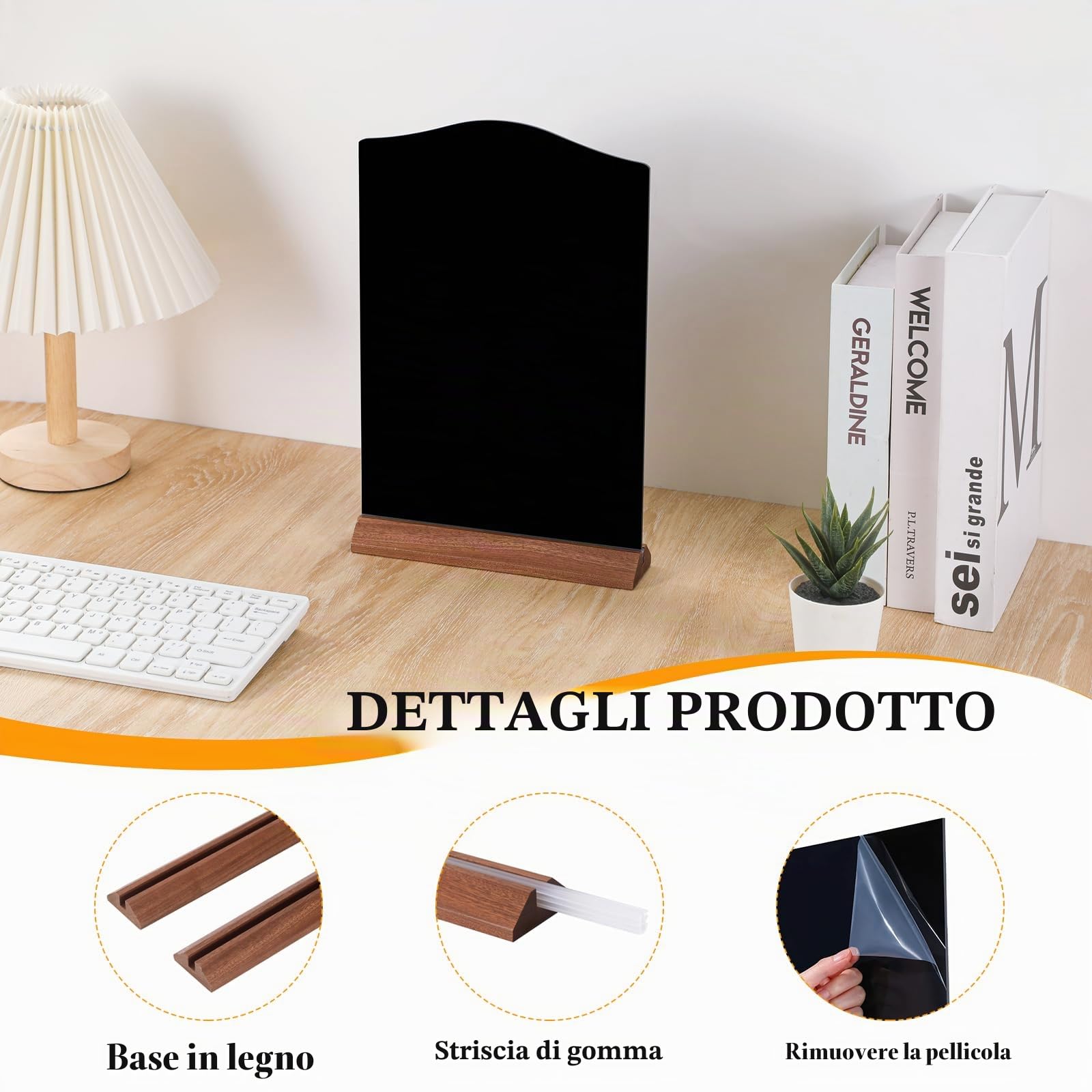 A5 Lavagna da Tavolo, 3 Pezzi Lavagna con Base in Legno | Lavagna Piccola, Lavagnette Cancellabili Neri, Lavagnette con Supporto per Compleanno Matrimonio Cafe Ristoranti