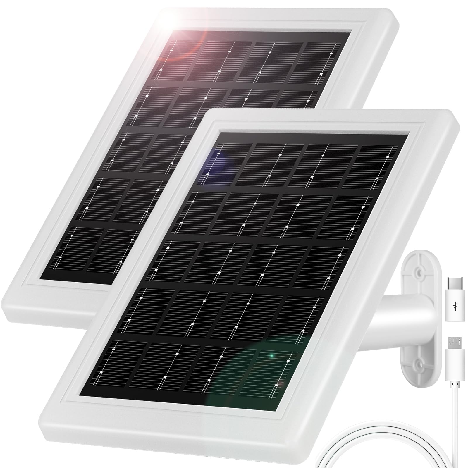 Photo 1 of **********THIS IS ONLY THE CHARGERS FOR THIS SYSTEM************
Solar Panel Charger,Solar Panels for Security Camera, Solar Panel with Micro USB & USB-C Port for 5V Outdoor Rechargeable Battery Camera, IP65 Waterproof, 16.4ft Cable(2 Pack, White)