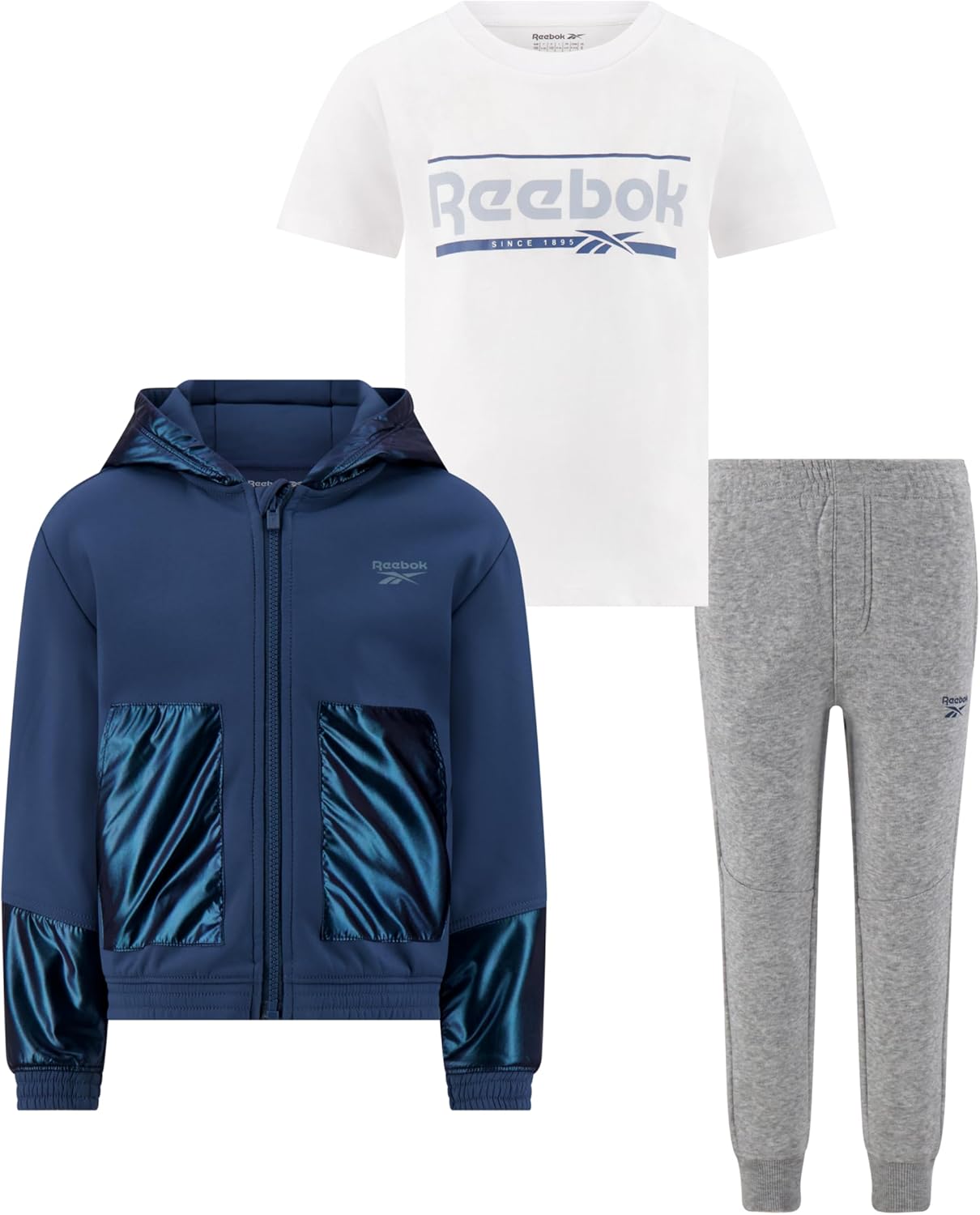 Reebok Boys' 3 Piece Jacket T-shirt and Jogger Set