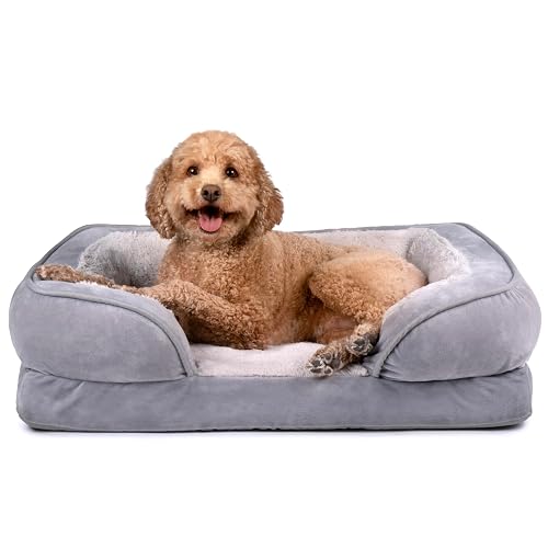 Furhaven Cama de Gel refrescante para Perros medianos/pequeños con Cojines extraíbles y Funda Lavable
