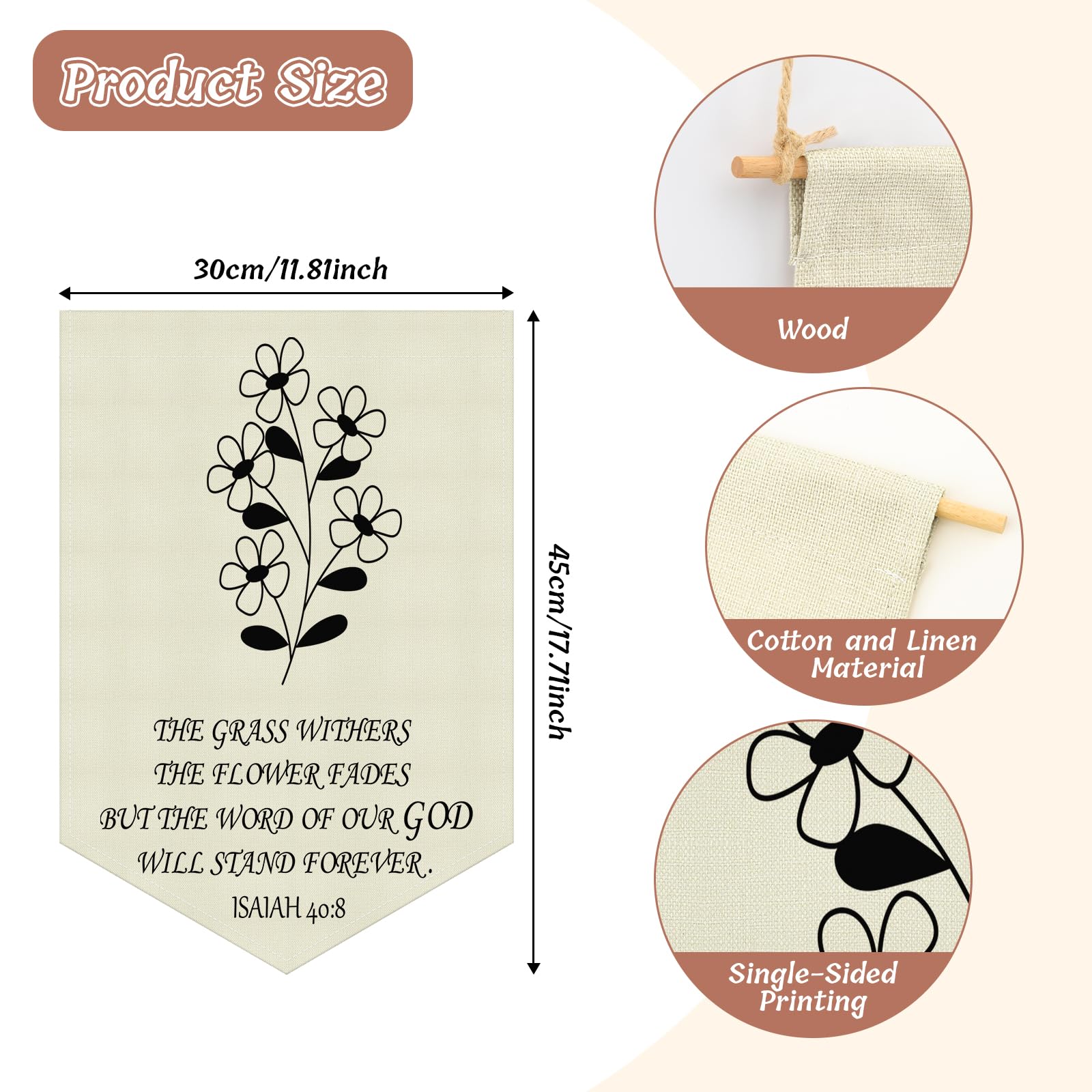 Inspirational Bible Verse Wall Decor Hanging Pennant Flag Banner Christian Bible Verse Inspirational Gifts Religious Scripture Wall Sign Decor for Nursery Bedroom Kids Room Christmas Birthday Gifts