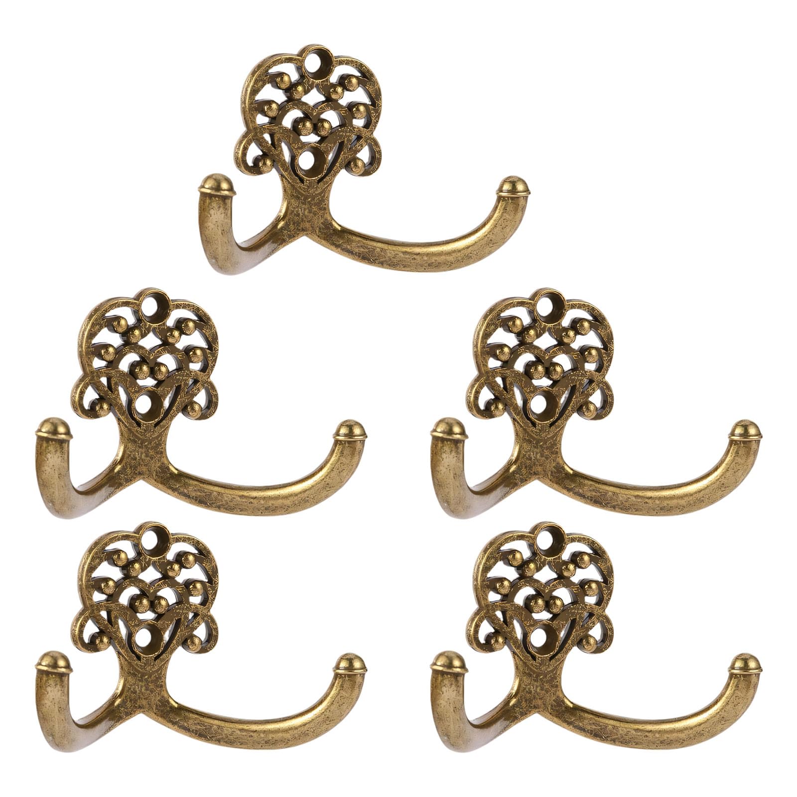 Kaeltsyn Multicolor 5Pack Rustproof Double Hook Wall Hangers Retros Zincs Alloys Coat For Coat Bags Towels Strong Holds Bathroom Rustproof Wall