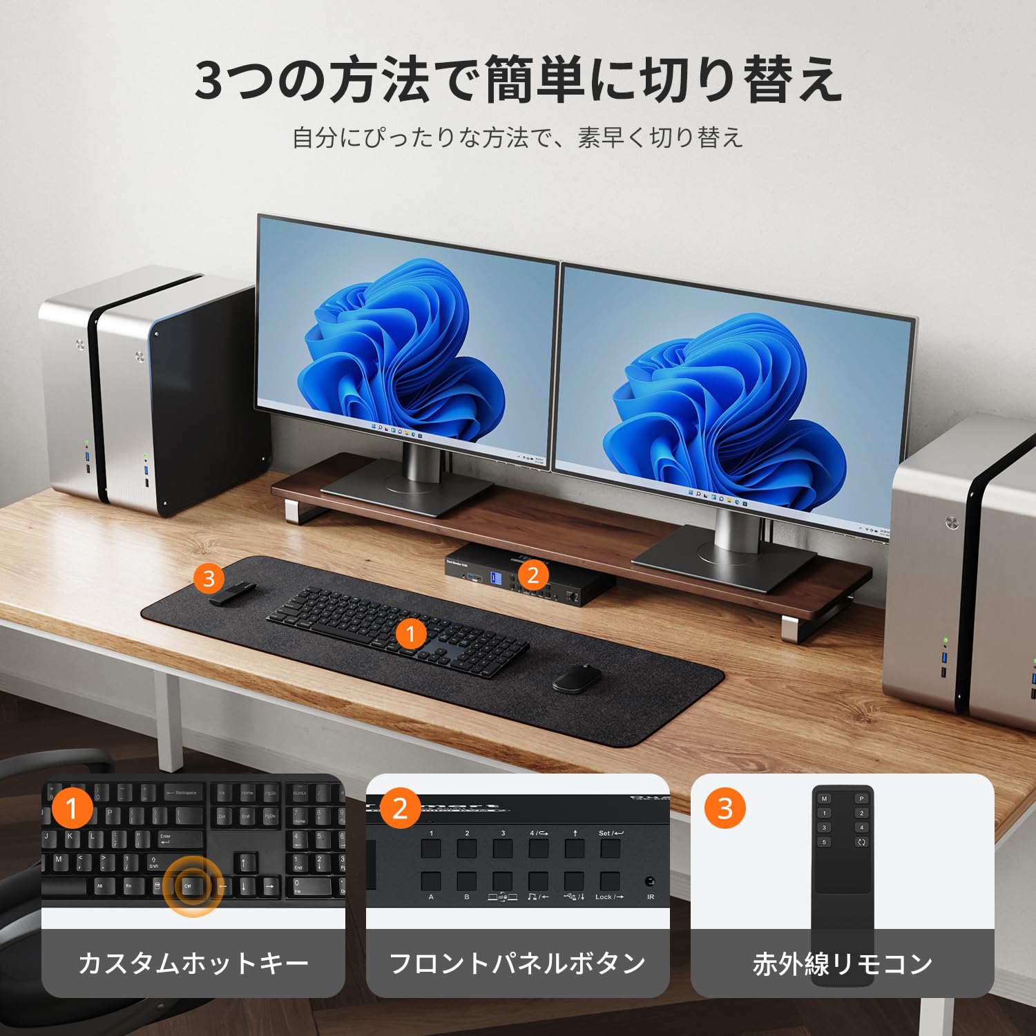 分配器・切替器 TESmart Dual Monitor KVM 4K 60Hz Dual 4K60Hz Hybrid KVM Dock - For 1 Laptop & 1 Desktop – TESmart