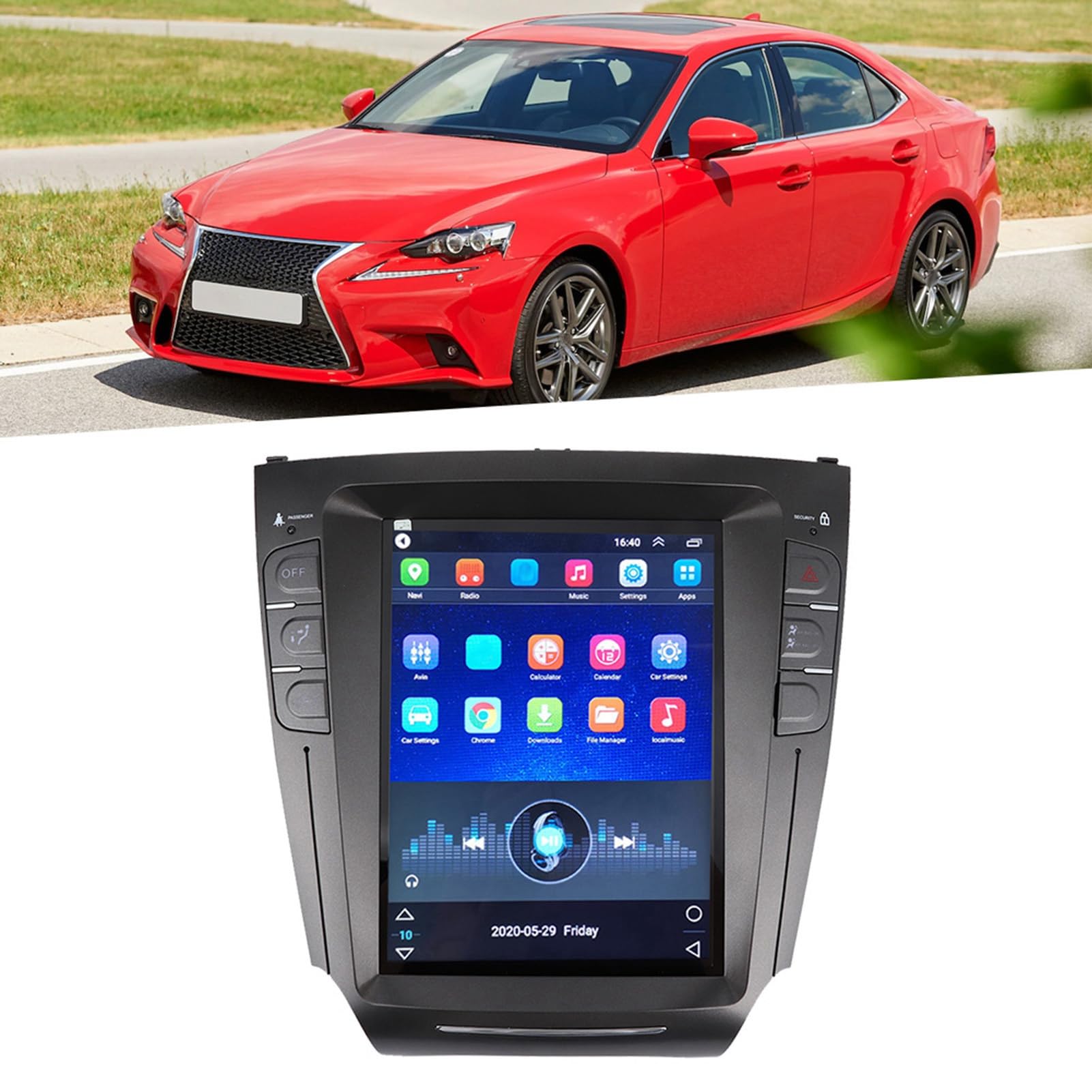 aqxreight 10,4-calowy System Nawigacji Samochodowej GPS Radio Stereo z 4.0 Wi-Fi Sterowanie kierownicą dla IS200 IS250 IS300 IS350 2005-2012