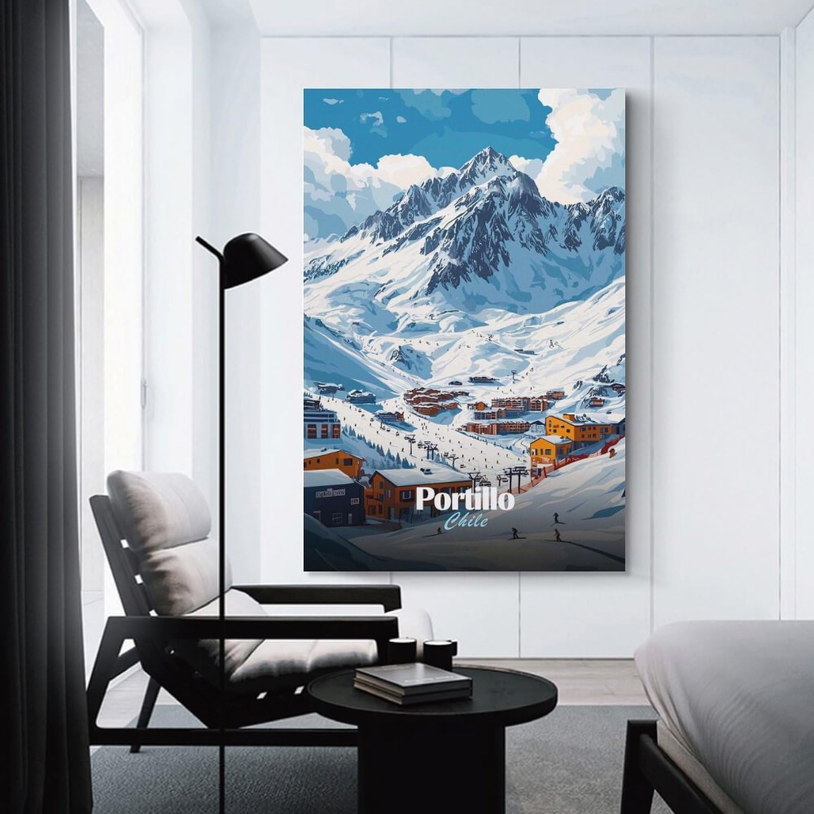 Junmoney Wall Picture Print Portillo Ski Resort, Chile, 20x30inch(50x75cm), for Lounge, Bedroom Or Personal Spaces, Canvas Artwork with Gifting Potential