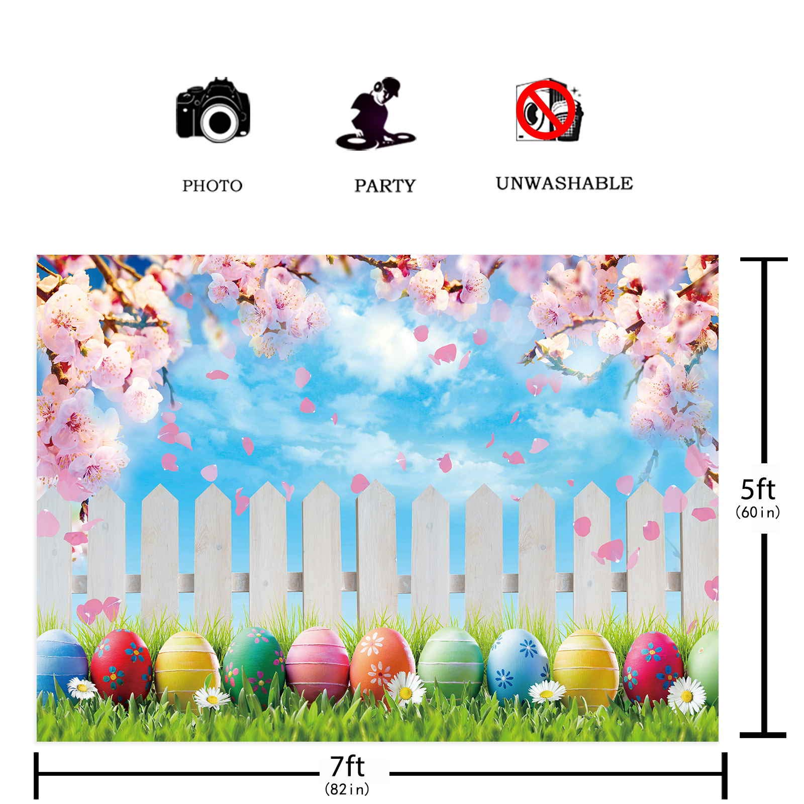 Amazon | Funnytree 7x5フィート 春 イースター背景 カラフルな卵