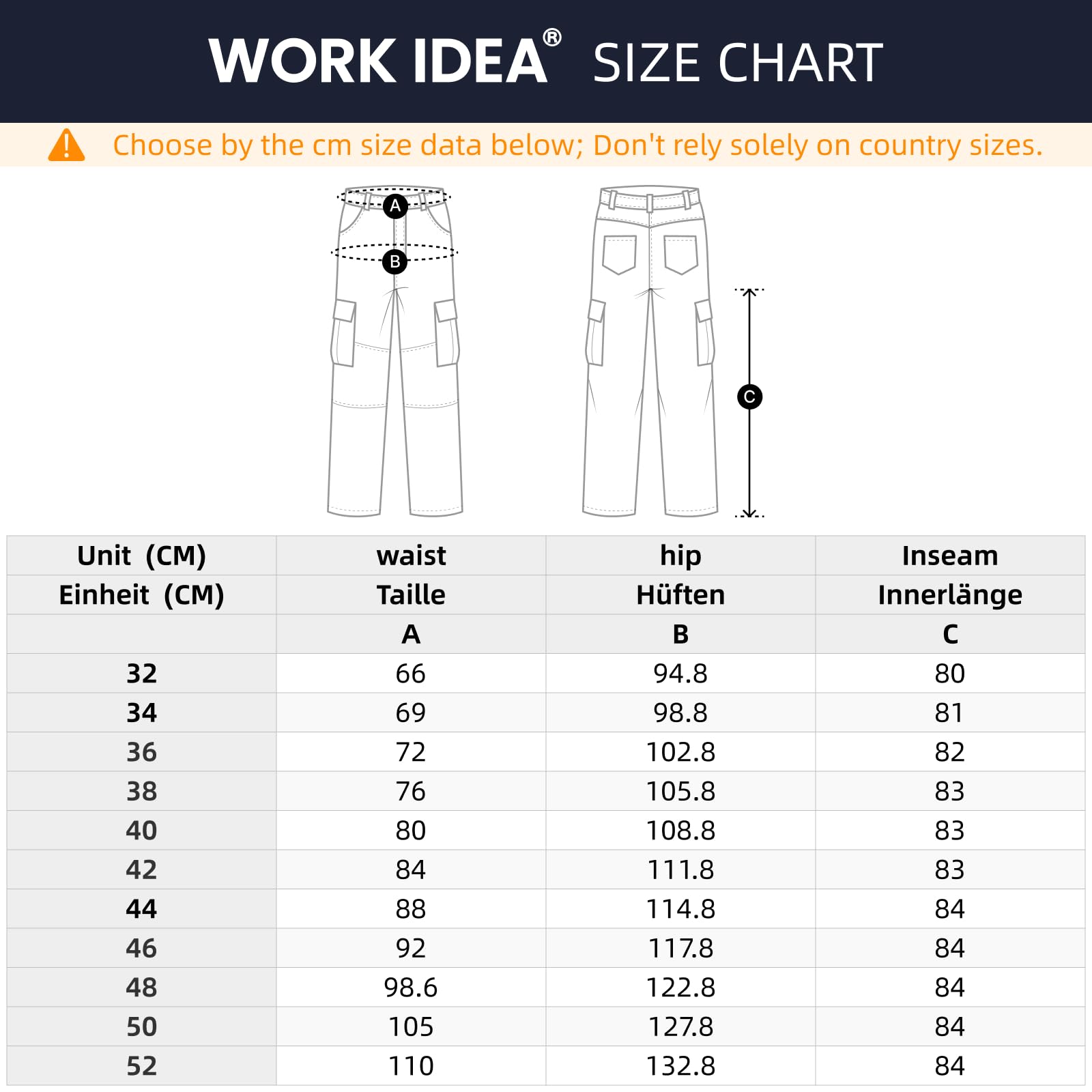WORK IDEA Pantalones de trabajo para mujer con varios bolsillos funcionales, elásticos y ligeros, adecuados para diferentes áreas de trabajo, por ejemplo, artesanía, construcción, así como otros