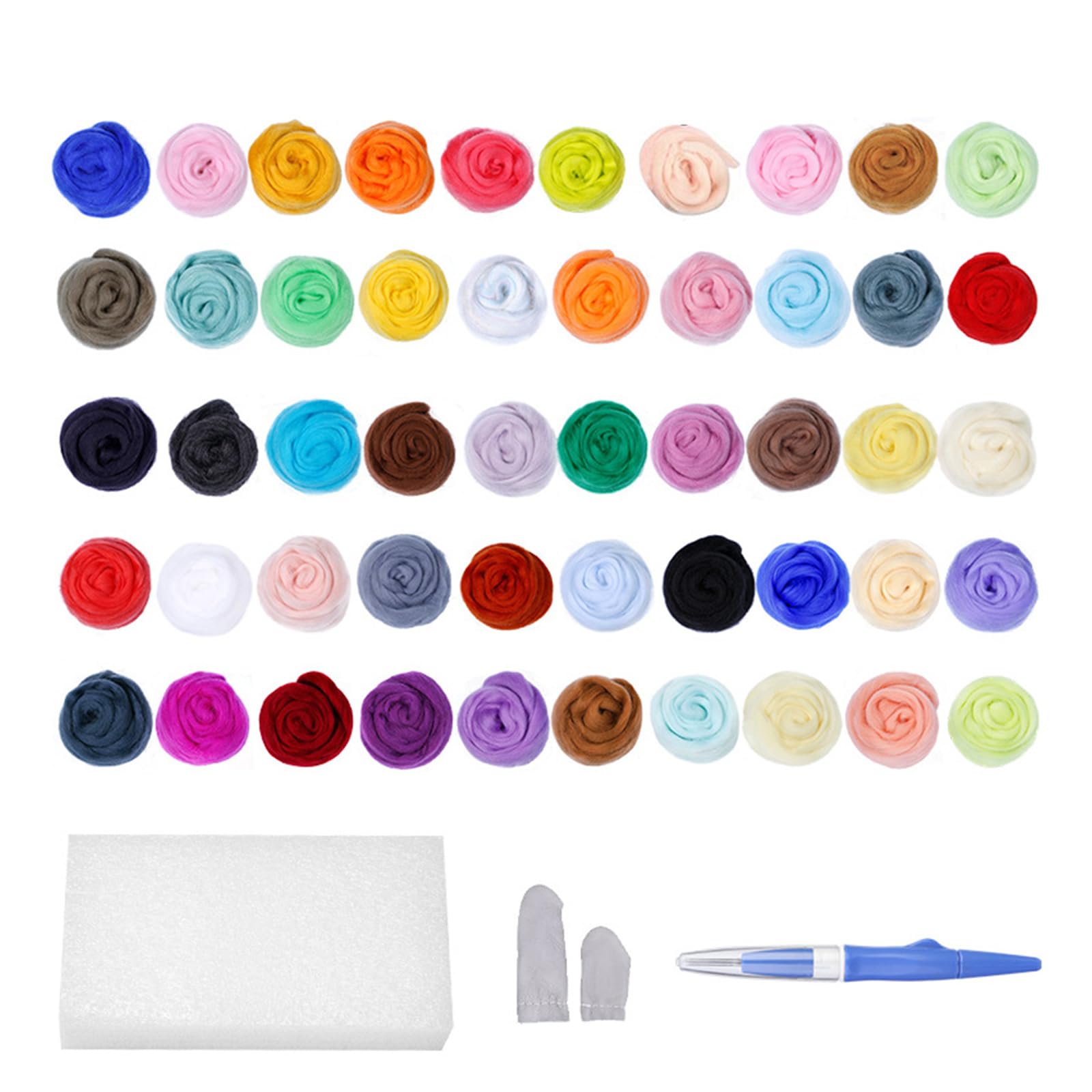 Elnwnnkc 7/8 / 9/10 Color Wool Felted Set Needle Felting Supplies for Beginner with Felting Needle Pen and Multicolor Wool Roving Set