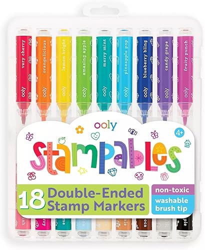 Ooly Marcadores lavables sellables de doble cara, 18 colores, bonitos suministros escolares, seguros y no tóxicos