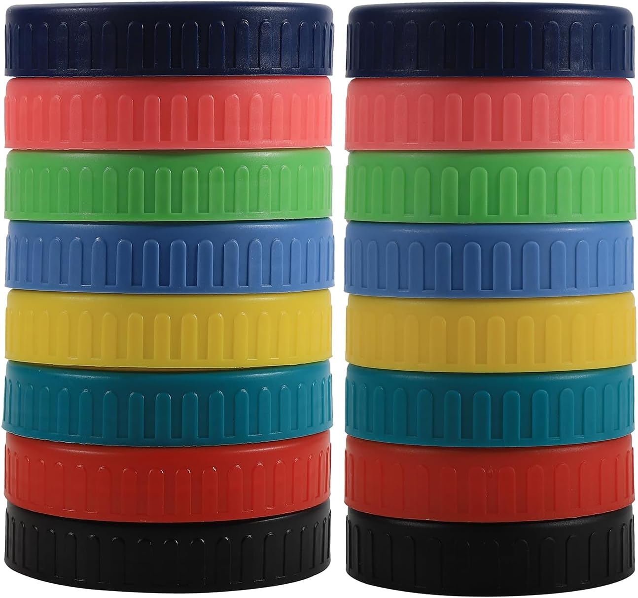 Colored Plastic Mason Jar Lids with Sealing Rings Regular
