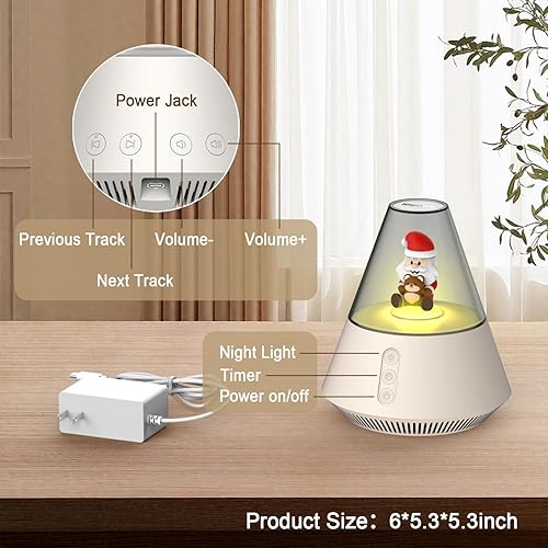 Miniatura 7 de Kipcush Chupetes de sonido para dormir para bebé, regalo de Navidad, máquina de ruido blanco para guardería, 3 niveles de brillo, 31 niveles de