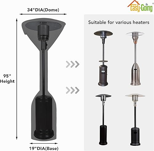 Miniatura 2 de Easy-Going Funda para calentador de patio con cremallera y bolsa de almacenamiento, cubierta impermeable para calentador de exterior, a prueba de