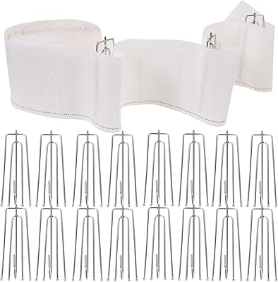 Beavorty 16pcs Curtain Pleat Tape Curtain Heading Deep Pinch Pleat Tape with 4 Prongs Curtain Pleat Hook Pinch Pleat Hook Clip for DIY Curtain