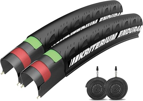 2-Pack 700x 23/25c Road Bike Folding Tires with 2-Pack Tubes