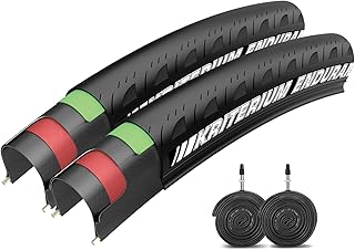 2-Pack 700x 23/25c Road Bike Folding Tires with 2-Pack Tubes