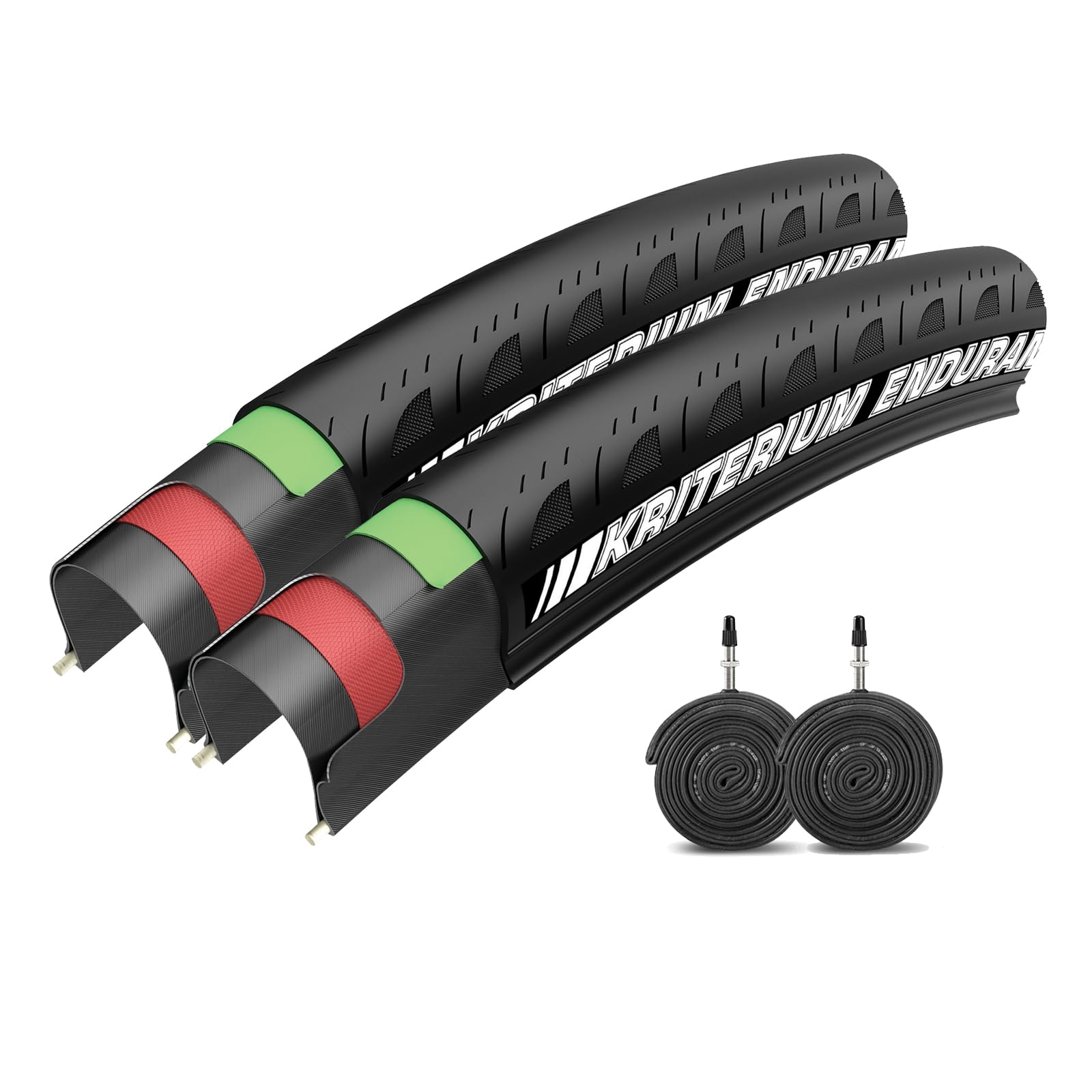 2-Pack 700x 23/25/28c Road Bike Folding Tires with 2-Pack Tubes